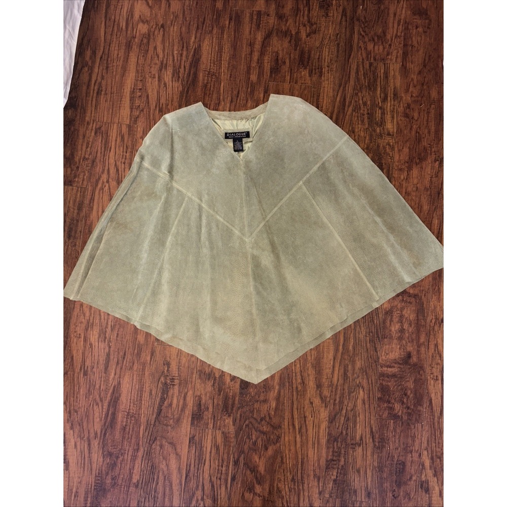 Dialogue Sage Green Suede Leather Poncho Womens Size Large Cape